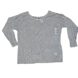 Old Navy Women’s White & Navy Striped Long Sleeve Lightweight Tee XXL NWT